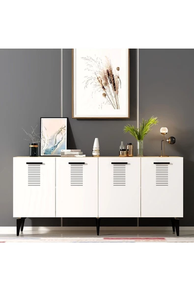 DemonteHome  Asimodh 4 Kapaklı Konsol Safirmeşe Beyaz