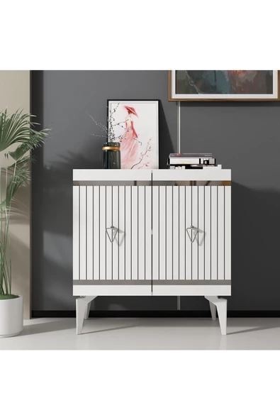 DemonteHome  YUMYDH 75 CM KONSOL BEYAZ GÜMÜŞ