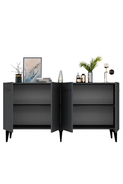 DemonteHome  Alvindh Lazer Desenli Konsol Antrasit - 7