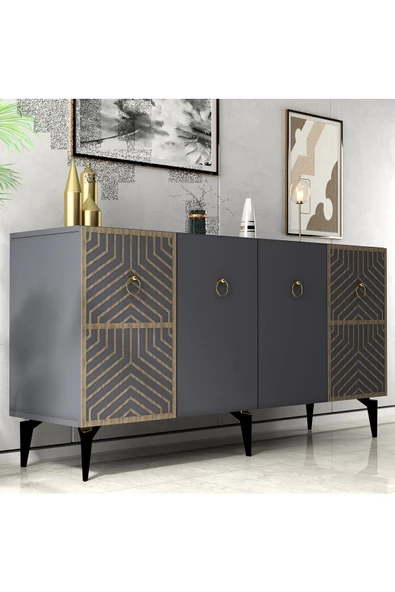 DemonteHome  NEPALDH KONSOL ANTRASİT (CEVİZ DESEN)