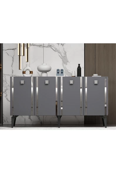 DemonteHome  DORRUKDH LAZER DESENLİ KONSOL ANTRASİT-GÜMÜŞ