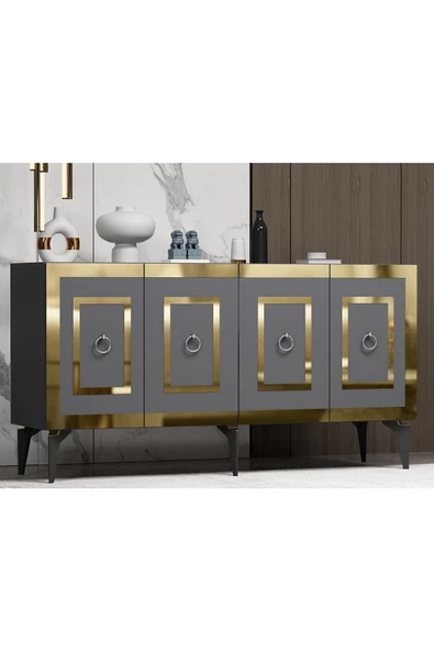 DemonteHome  KARYADH KONSOL 4 KAPAKLI ANTRASİT ALTIN - 2