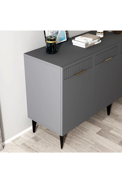DemonteHome  Alvindh Lazer Desenli Konsol Antrasit - 5