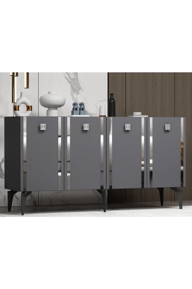 DemonteHome  DORRUKDH LAZER DESENLİ KONSOL ANTRASİT-GÜMÜŞ - 6