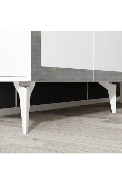 DemonteHome  Ponydh Lazer Pleksi Desenli Konsol Beyaz Gümüş - 6