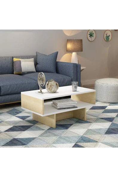 DemonteHome  ZEPLİNDH BİR RAFLI ORTA SEHPA BEYAZ SAFİRMEŞE