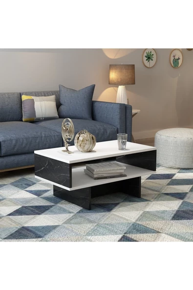 DemonteHome  ZEPLİNDH BİR RAFLI ORTA SEHPA BEYAZ ROYALMERMER