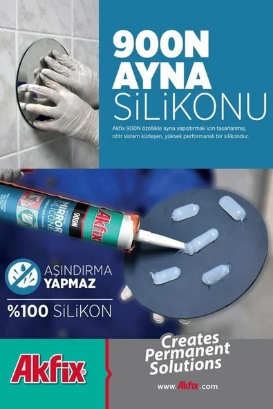 6 parça 900N Nötr Ayna Silikonu 280ml Şeffaf - 2