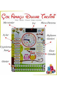 Ankebut Montessori Ahşap Saatli Eğitici Takvim - Resim 2