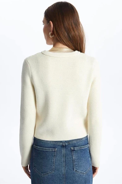 FASHION FRIENDS KADIN DÜĞMELİ TRİKO CEKET 24K0184K1 - 3