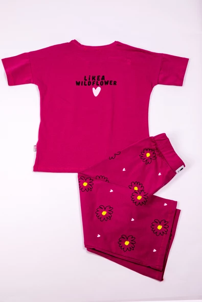 KIZ ÇOCUK EŞOFMAN TAKIMI ÇİÇEK BASKILI İSPANYOL PAÇA B30 - Resim 8