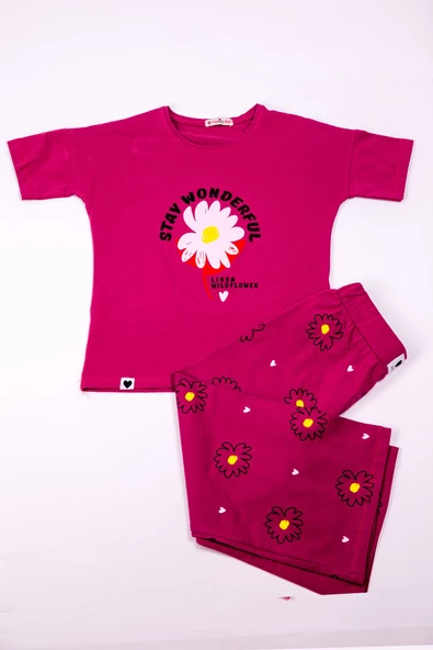 KIZ ÇOCUK EŞOFMAN TAKIMI ÇİÇEK BASKILI İSPANYOL PAÇA B30 - Resim 7