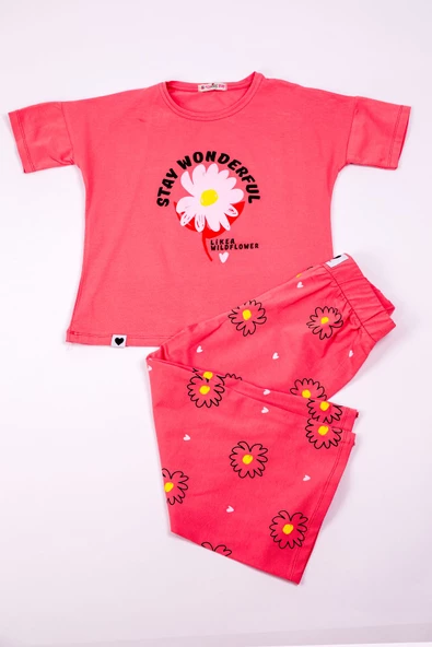 KIZ ÇOCUK EŞOFMAN TAKIMI ÇİÇEK BASKILI İSPANYOL PAÇA B30 - Resim 5