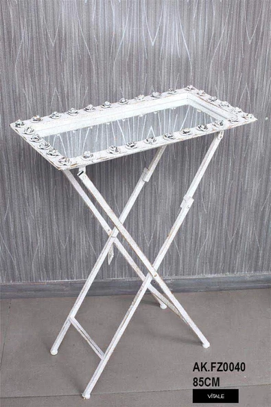 Retro Yan Sehpa, Metal Sehpa, Aynalı Sehpa, Salon, Yatak Odası, Antre FZ0040 - 4