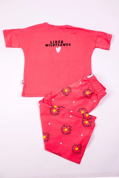 KIZ ÇOCUK EŞOFMAN TAKIMI ÇİÇEK BASKILI İSPANYOL PAÇA B30 - Resim 6