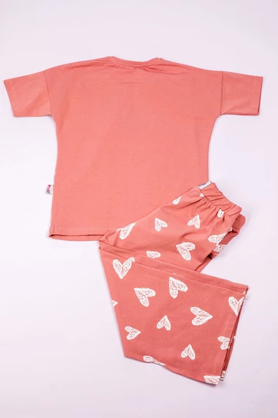 Kız Çocuk Eşofman Takımı Kalp Baskılı İspanyol Paça B31 - 4