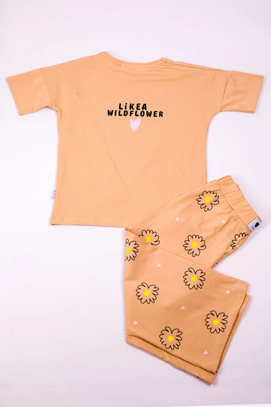 KIZ ÇOCUK EŞOFMAN TAKIMI ÇİÇEK BASKILI İSPANYOL PAÇA B30 - Resim 4