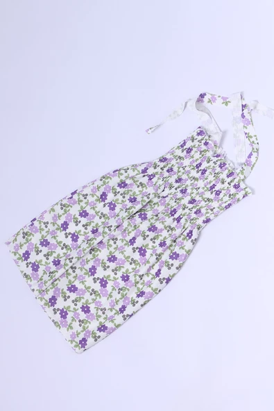 KIZ ÇOCUK ASKILI ELBİSE ÇİÇEK DESENLİ B35 HCM00119 - 3