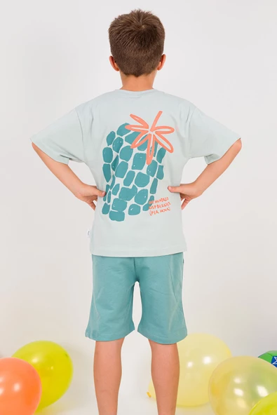 ERKEK ÇOCUK ŞORTLU TAKIM SIRT BASKILI DETAYLI B28 - Resim 4