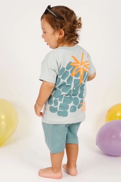 ERKEK ÇOCUK ŞORTLU TAKIM SIRT BASKILI DETAYLI B28 - Resim 2