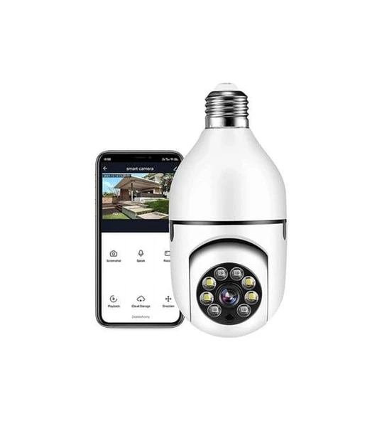 360 Derece Ampul Wifi IP Güvenlik Kamerası Duy Girişli Gece Görüşlü Hareket Sensörlü - Resim 4