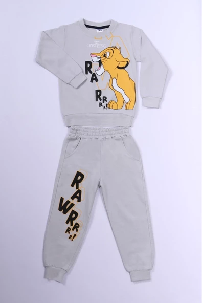 ERKEK ÇOCUK EŞOFMAN TAKIMI ASLAN KRAL BASKILI B56 - Resim 5