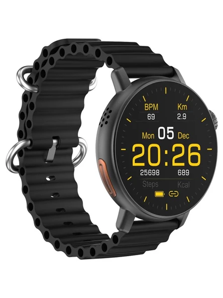 Logia Active 6 Yuvarlak Alüminyum Kasa Spor Akıllı Saat Siyah - 3