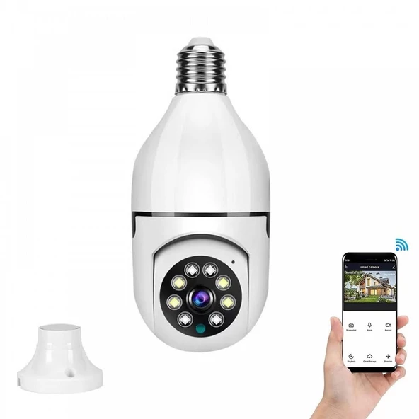 Panoramik LED Ampul Kamera Çift Wifi 360 Derece Panoramik Görüntüleme Kablosuz Ev Gözetleme Kamerası ürün görseli 1