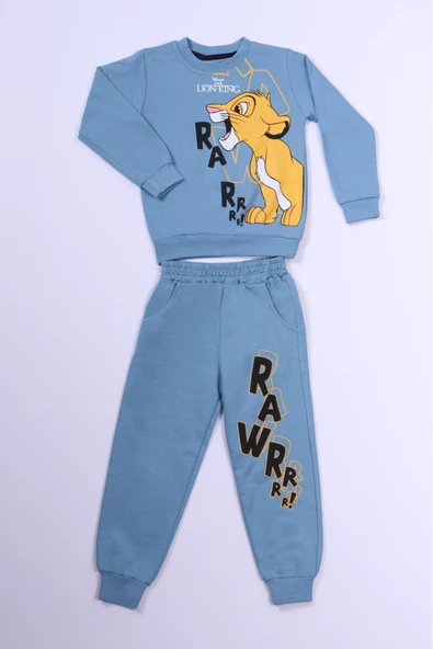 ERKEK ÇOCUK EŞOFMAN TAKIMI ASLAN KRAL BASKILI B56 - Resim 3