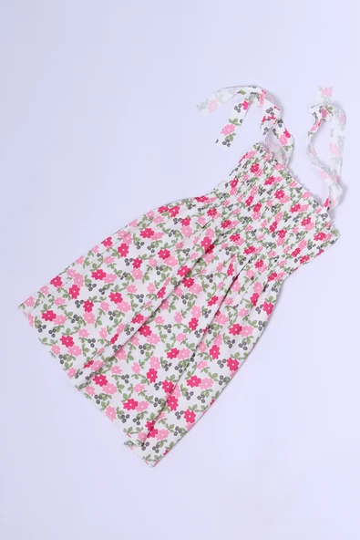 KIZ ÇOCUK ASKILI ELBİSE ÇİÇEK DESENLİ B35 HCM00119 - 7