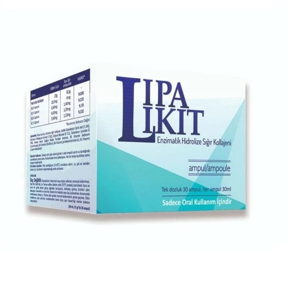 LipaLikit Enzimatik Sığır Kollajeni 30ml 30 Oral İçilebilir Ampul - 1