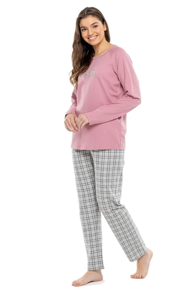 Mod Collection Sıfır Yaka Kareli Bayan Pijama Takım - 11