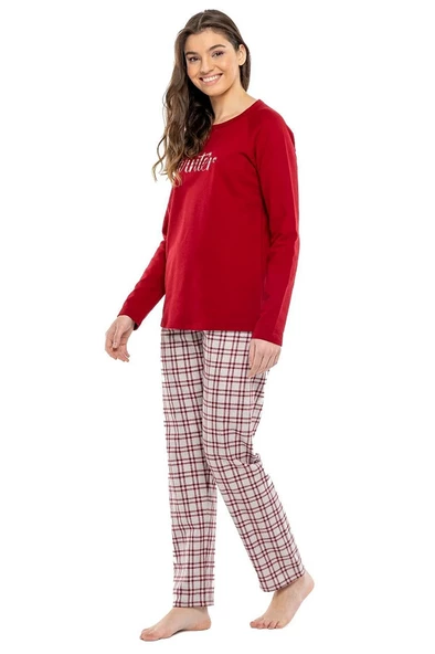 Mod Collection Sıfır Yaka Kareli Bayan Pijama Takım - 8