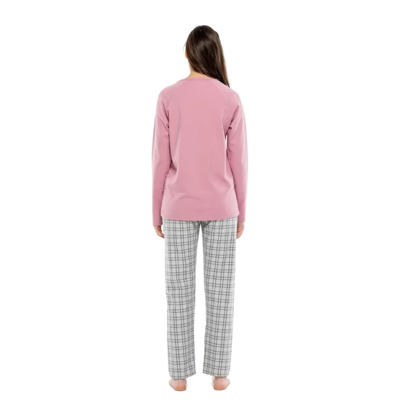 Mod Collection Sıfır Yaka Kareli Bayan Pijama Takım - 6