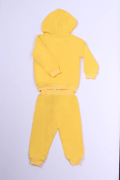 KIZ ÇOCUK 3'LÜ TAKIM KÖPEK BASKILI KAPŞONLU FERMUARLI B66 - 6