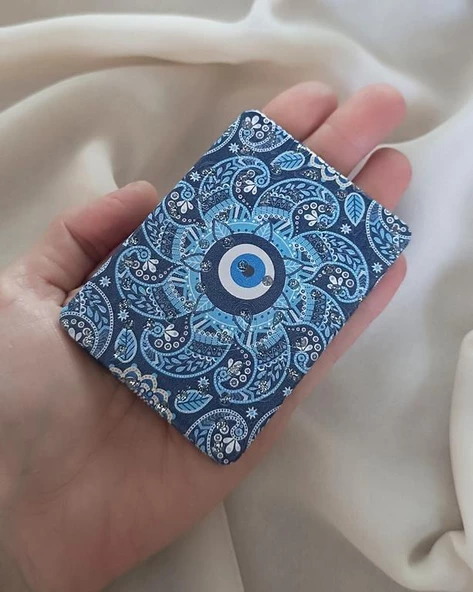 Ayna Makyaj Aynası Nazarlı Kötü Göz Model Cep Çanta El Aynası - 2