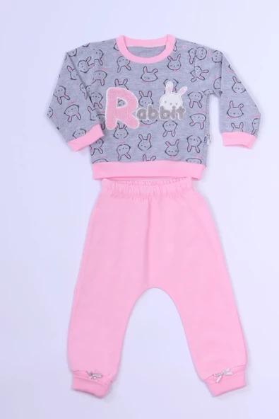 KIZ ÇOCUK EŞOFMAN TAKIMI TAVŞAN BASKILI B84