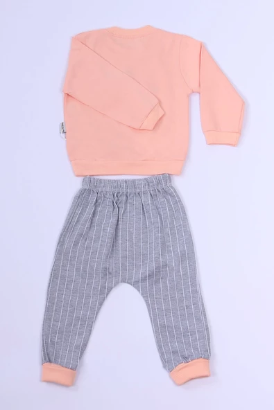 KIZ ÇOCUK EŞOFMAN TAKIMI TAVŞAN BASKILI B82 - Resim 3