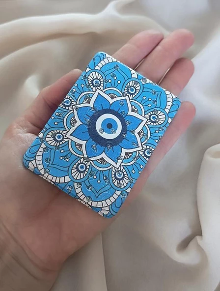 Ayna Makyaj Aynası Nazarlı Kötü Göz Model Cep Çanta El Aynası 17244 - 2