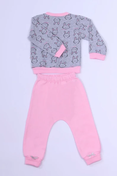 KIZ ÇOCUK EŞOFMAN TAKIMI TAVŞAN BASKILI B84 - 3