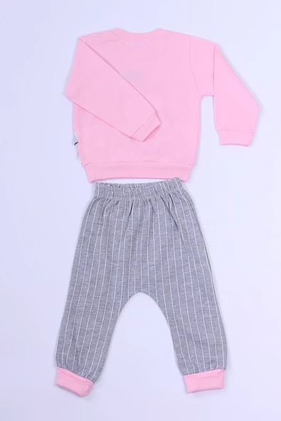 KIZ ÇOCUK EŞOFMAN TAKIMI TAVŞAN BASKILI B82 - Resim 6