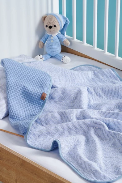 forumcotton Bebek Müslin Pike Mavi Doğal Pamuk