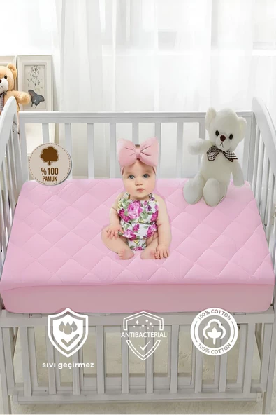 Formeya %100 Pamuk Kapitone Fitted Su Sıvı Geçirmez Bebek-Çocuk Alezi, Park Yatak Beşik Yatak Alezi