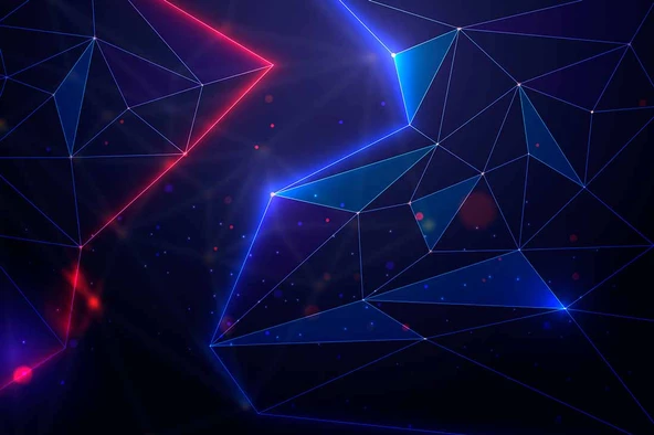 3 Boyutlu Gamer Kırmız ve Mavi Neon Temalı Duvar Kağıdı - Resim 7