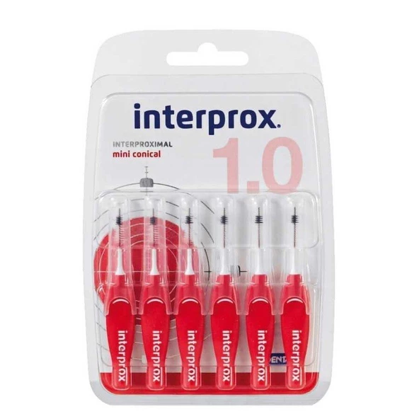 Interprox Interproximal Mini Conical 1.0mm Arayüz Fırçası 6 Adet KIRMIZI