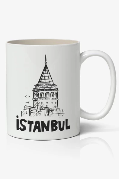 İstanbul Galata Kulesi Baskılı Kupa Bardak Baskılı Kahve Kupa Bardak-3