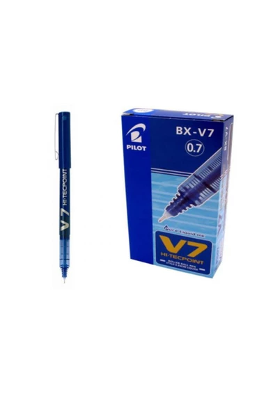 V7 Hi-tecpoint Rollerball Pen, 0.7 Mm Tip - Mavi , 12'li Paket