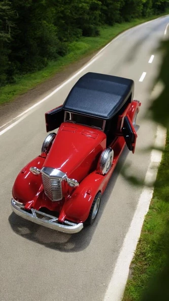 Nostaljik Metal Çek Bırak Araba Kırmızı Kapılar Açılır ( 1/36 Ölçek ) Mod:3 ürün görseli