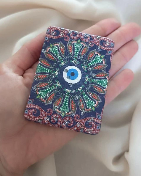 Ayna Makyaj Aynası Nazarlı Kötü Göz Model Cep Çanta El Aynası 17245 - 2