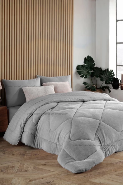 Formeya Tek Kişilik Lüx Gri Wellsoft Yorgan Çift Taraflı 155x215